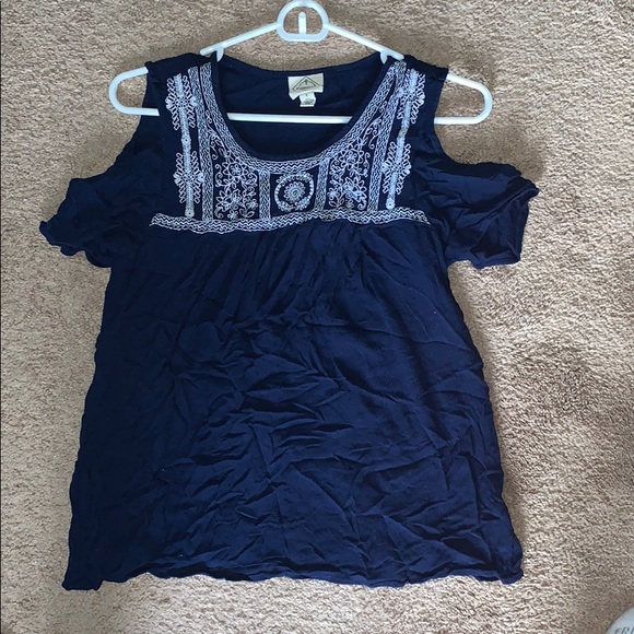 St. John’s Bay Blue Boho Off The Shoulder Blouse - Picture 2 of 2